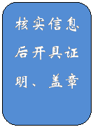 圆角矩形: 核实信息后开具证明、盖章